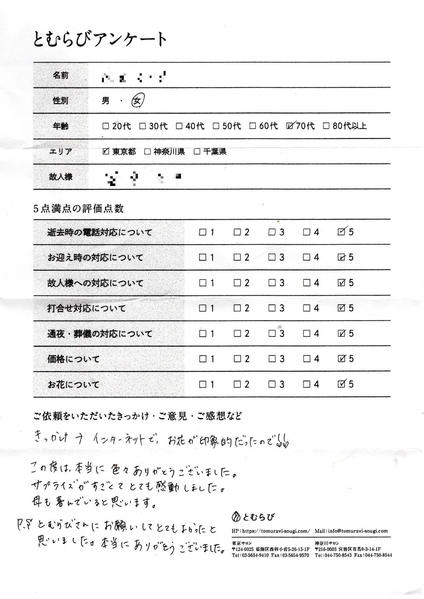 川崎市宮前区のS.T様から、葬儀の依頼は一日葬【令和7年5月】