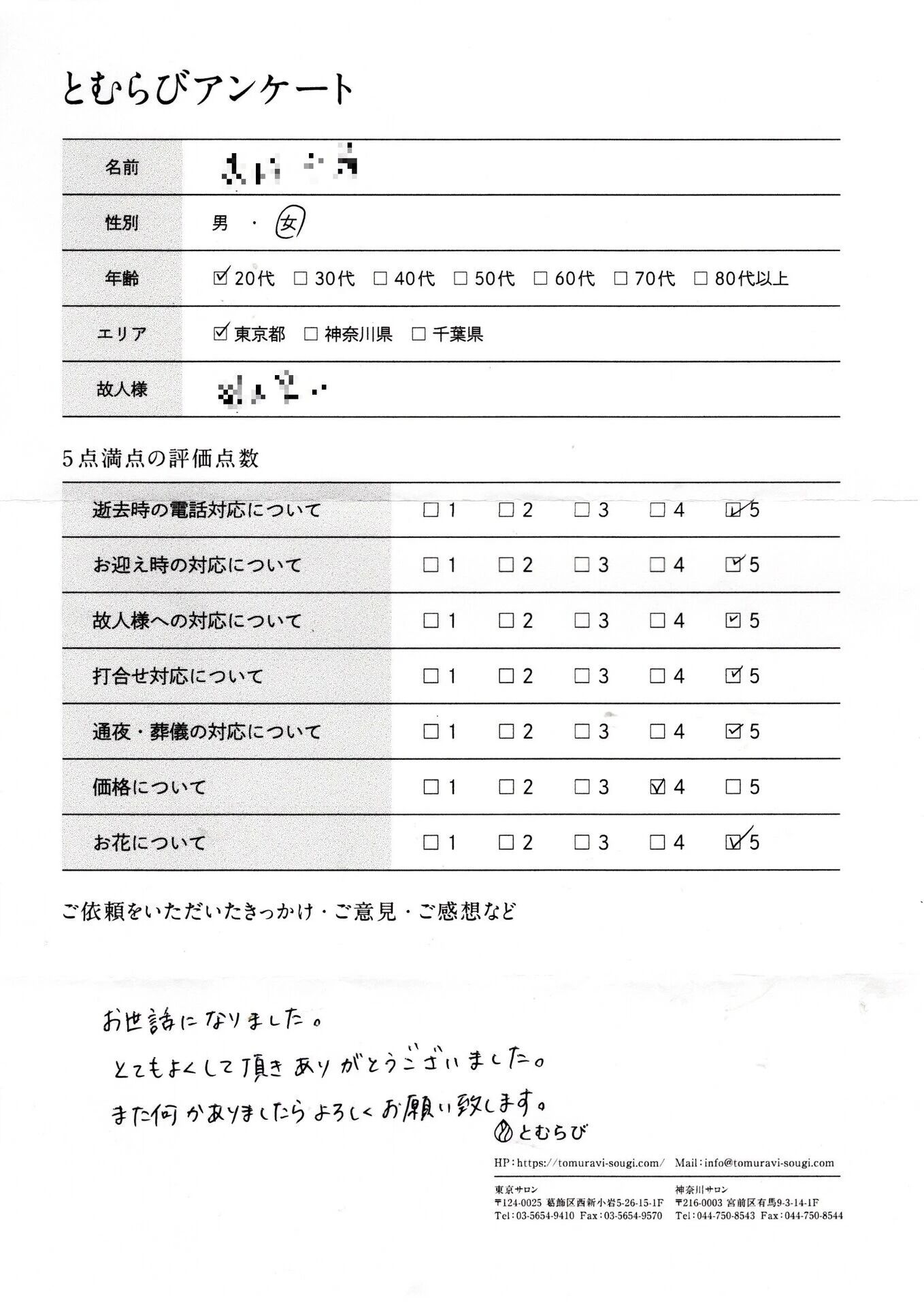 川崎市宮前区のS.T様から、葬儀の依頼は一日葬【令和7年5月】