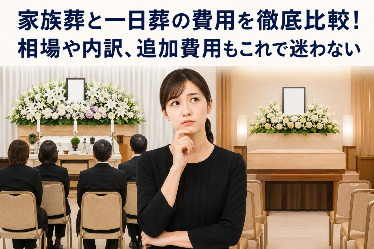 家族葬と一日葬の費用を徹底比較！相場や内訳、追加費用もこれで迷わない