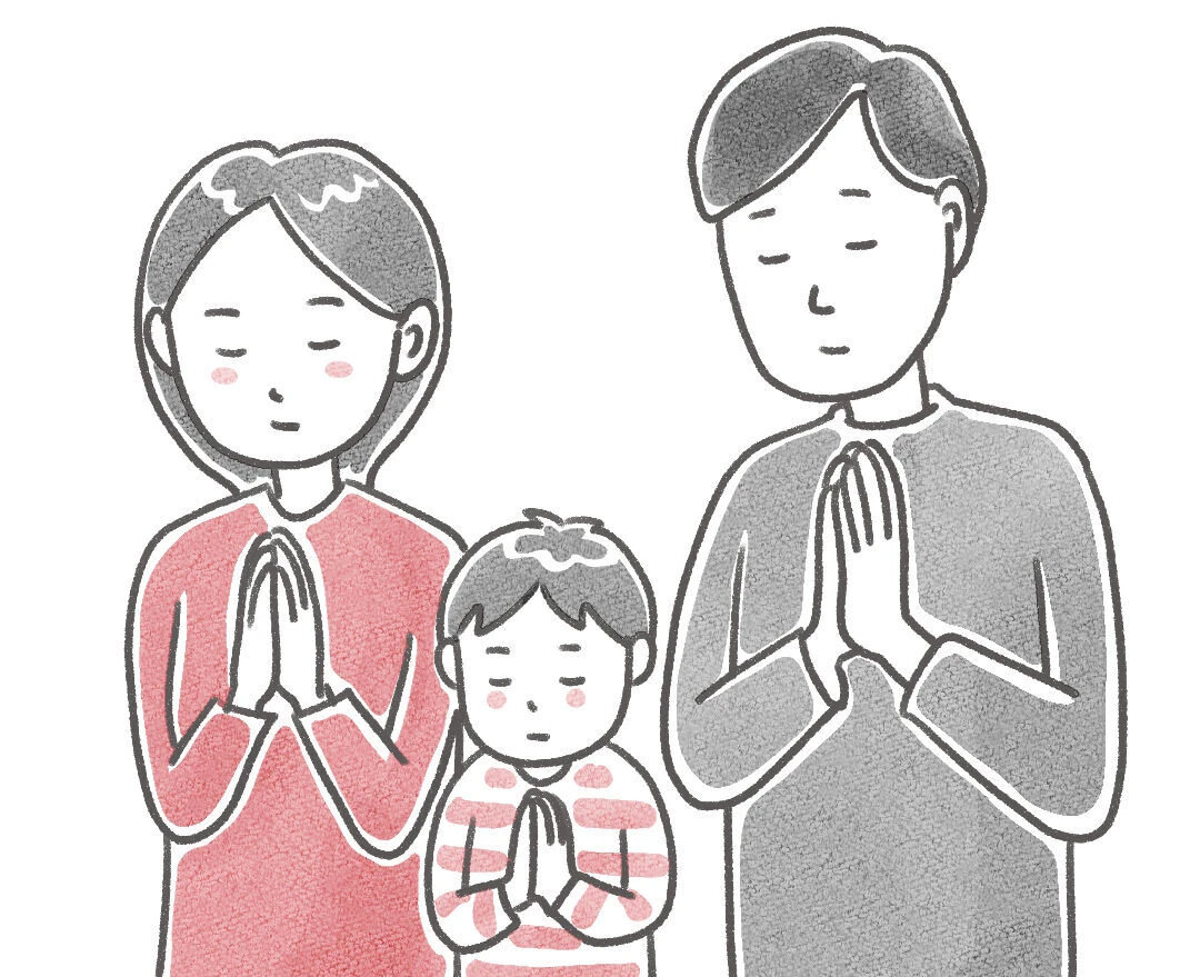 家族葬で合掌
