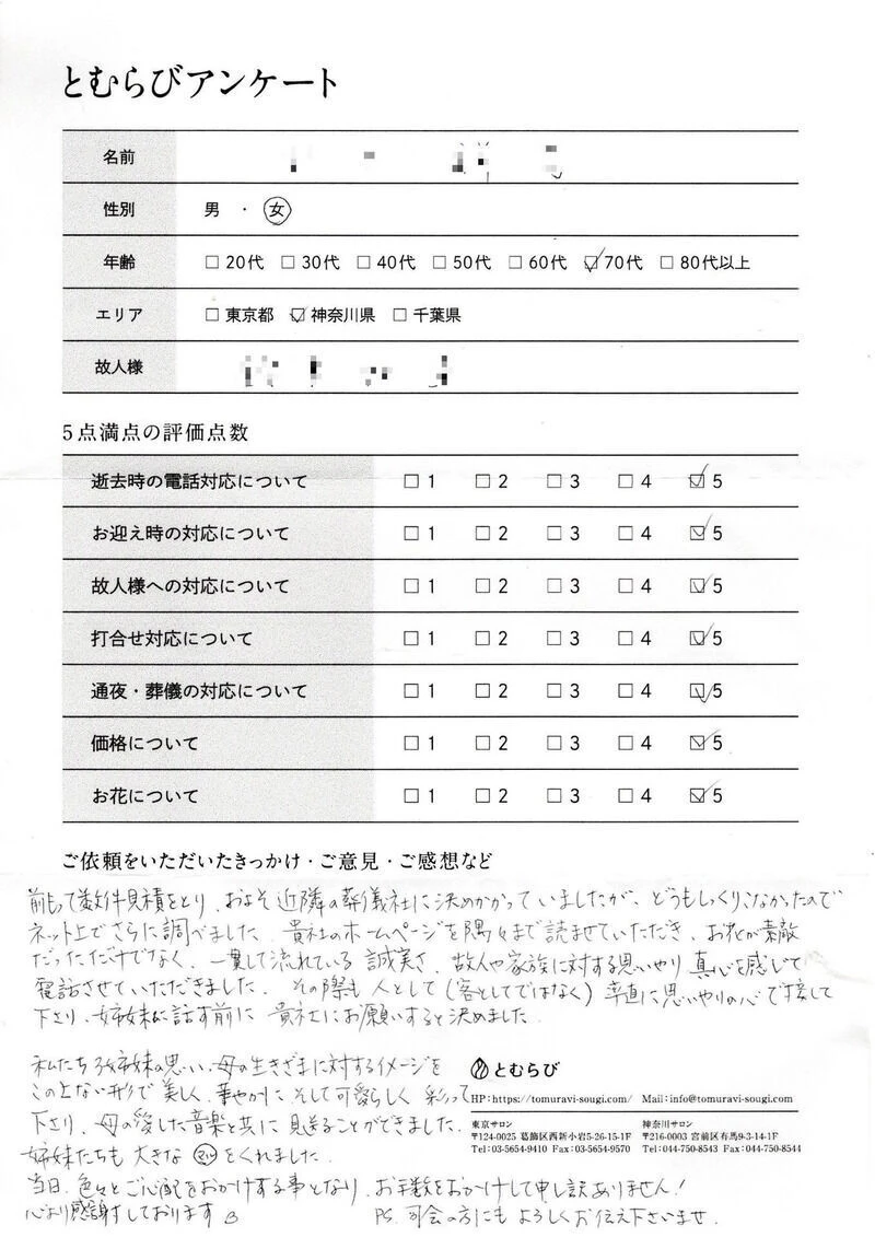 横浜市青葉区のY.M様からのアンケート