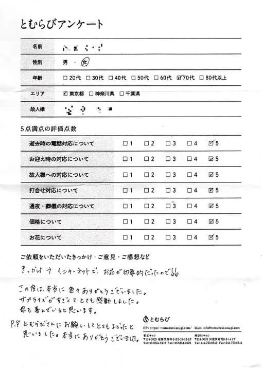 東京都葛飾区のN家様のアンケート