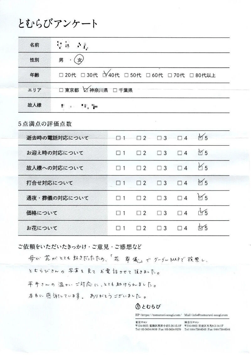 川崎市宮前区のI家様のアンケート