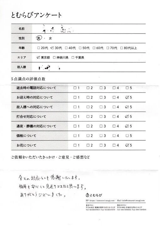 横浜市青葉区のＲ.Ｎ様からのアンケート