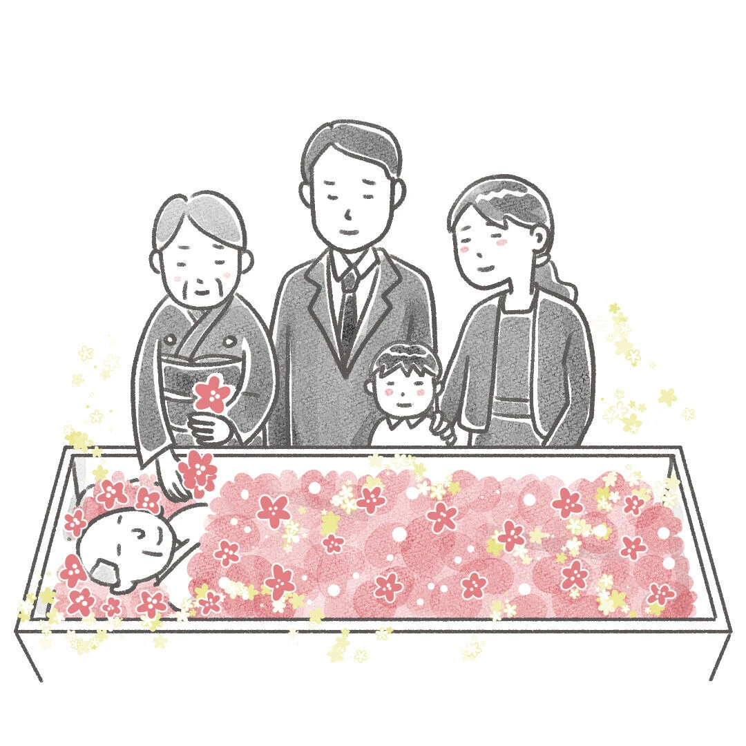 家族葬で合掌